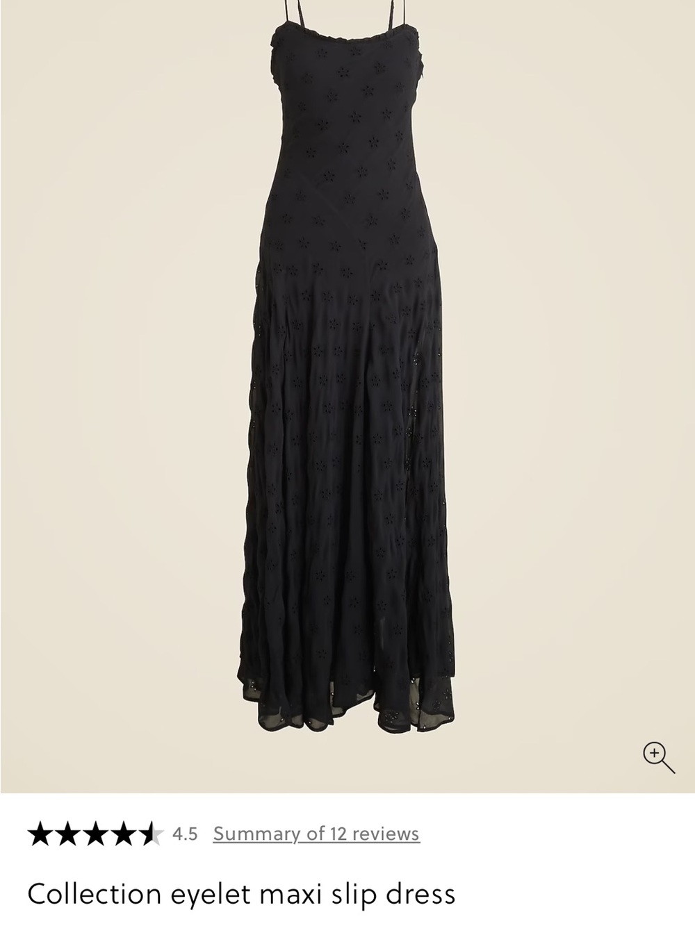 J Crew Collection Black Eyelet Maxi Slip dress